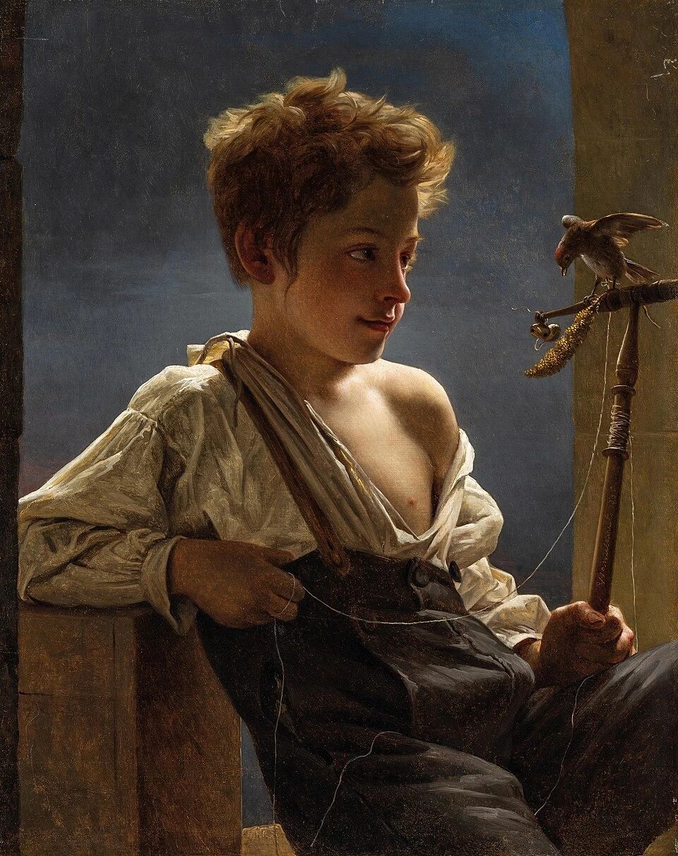 Pierre Van Hanselaere - Ragazzo con uccello 1835